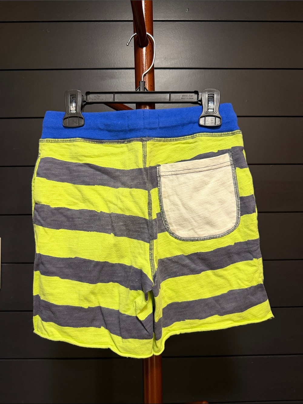 Striped Drawstring Kids Shorts in Yellow & Gray - Picture 2 of 3